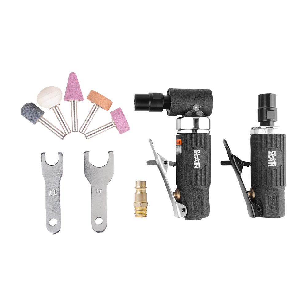  Kit Alat SLAIR 12PC 1/4" 1/8" MINI ANGLE AIR DIE GRINDER KIT DENGAN BATU, BMC SET