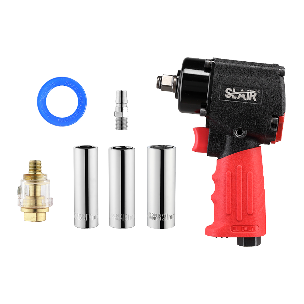  Kit Alat SLAIR 8PC 1/2" MINI AIR IMPACT WRENCH KIT, DENGAN SOKET, 680NM, RUANG PENDEK, SEMPIT, SET BMC