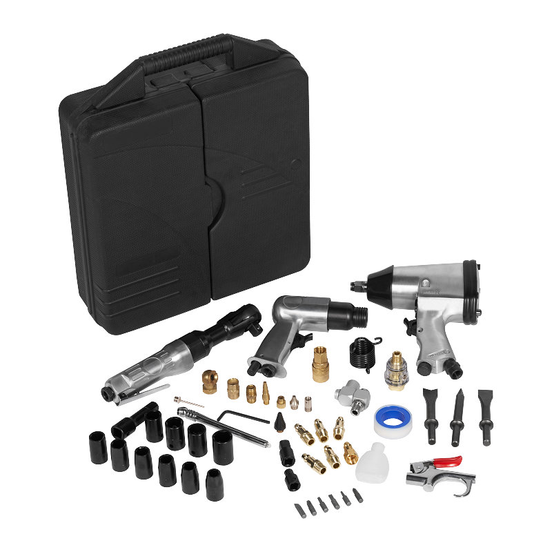  XINXING XQ-T12 50PC AIR TOOL KIT, 1/2" AIR IMPACT 3/8" RATCHET 150MM HAMMER, DENGAN AKSESORI, BMC SET